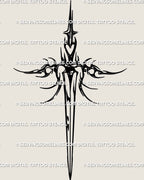 Heart hilt sword tattoo stencil, blackwork long sword download, PNG JPEG PDF included. 