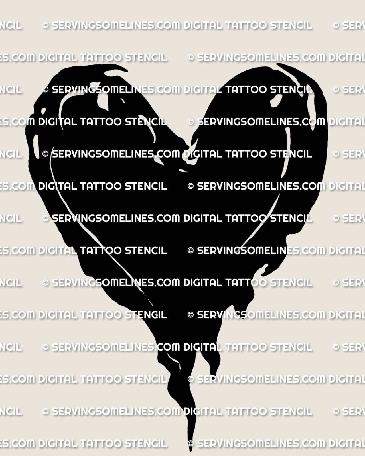 Heart tattoo for men stencil, graphic black heart emblem with crisp outline and simple highlight detail, ready for tattoo transfer.