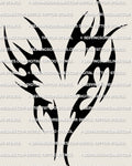 Heart tribal tattoo stencil design, classic black tribal heart with bold negative space linework.