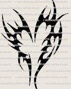 Heart tribal tattoo stencil design, classic black tribal heart with bold negative space linework.