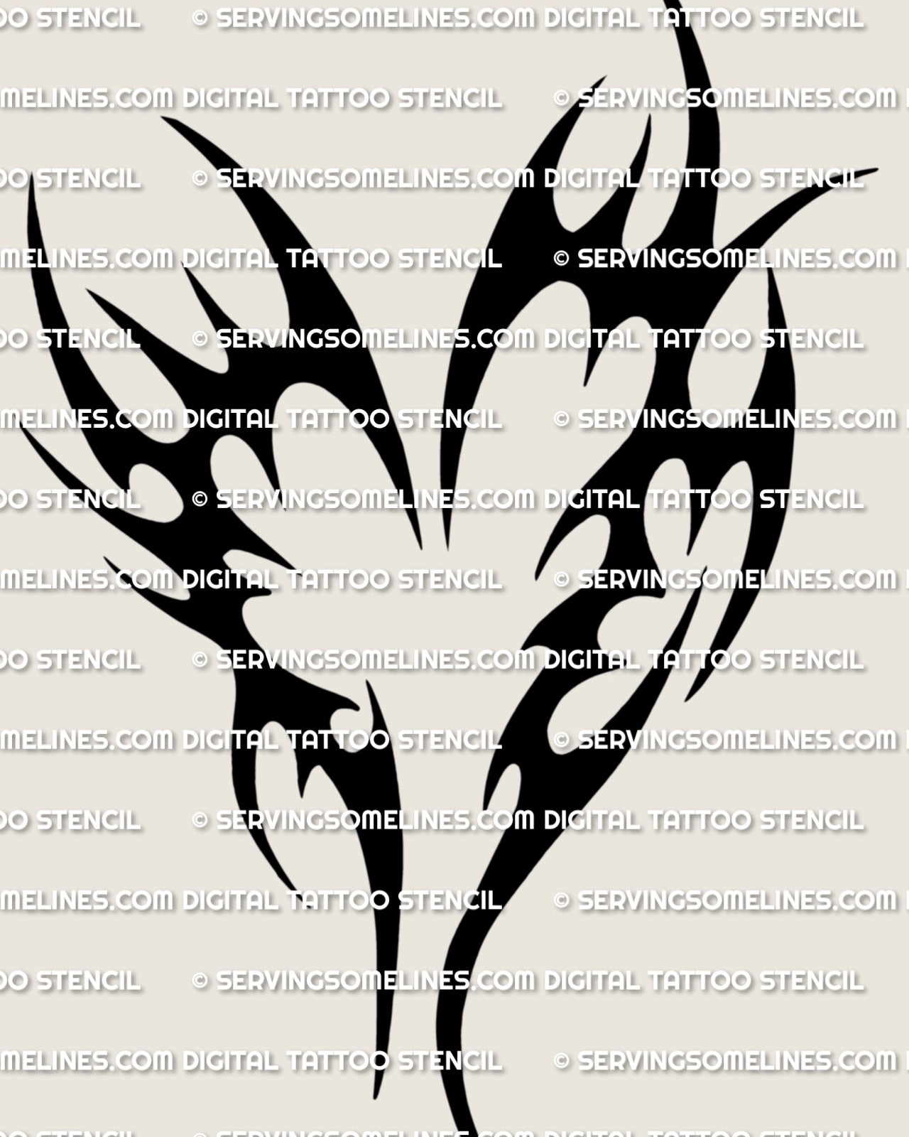 Heart tribal tattoo stencil design, classic black tribal heart with bold negative space linework.