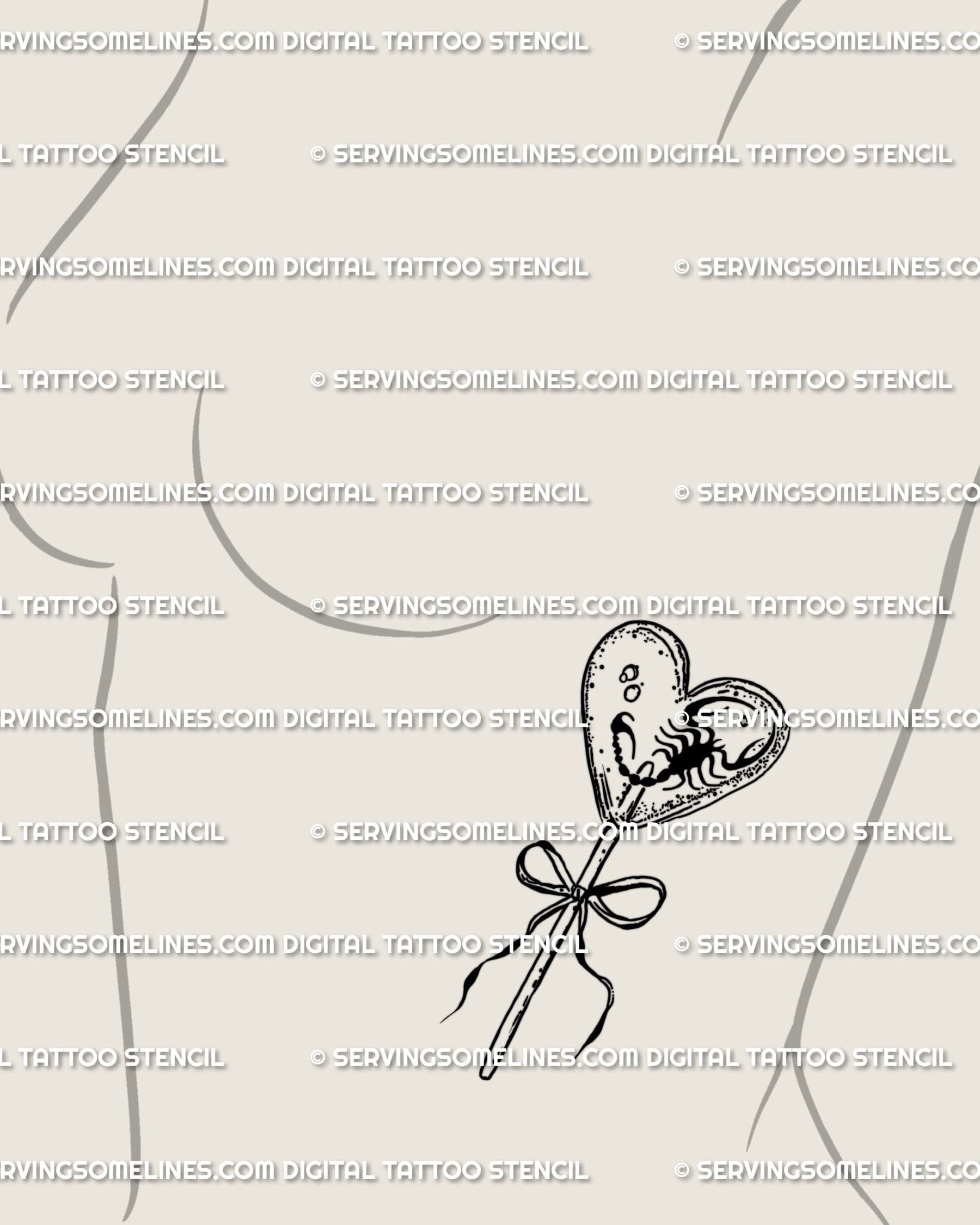 Heart lollipop tattoo design on ribs, cute goth scorpion tattoo style mixing sweetness and edge for dark sweet tattoo fans.