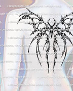 Large cybersigilism moth tattoo stencil design for back placement, high resolution files for stencil transfer