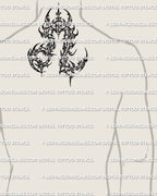 Leo glyph tattoo stencil shown on mens back of the neck placement, cybersigilism linework symbol, printable digital stencil file.