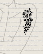 Leopard print arm tattoo stencil placement example, rosette spot animal print coverage pattern, stencil file download PNG JPG PDF.