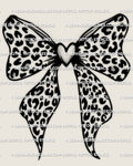 Leopard print bow tattoo stencil digital download, bow outline filled with leopard rosette spots, clean stencil ready design.