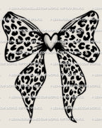 Leopard print bow tattoo stencil digital download, bow outline filled with leopard rosette spots, clean stencil ready design.