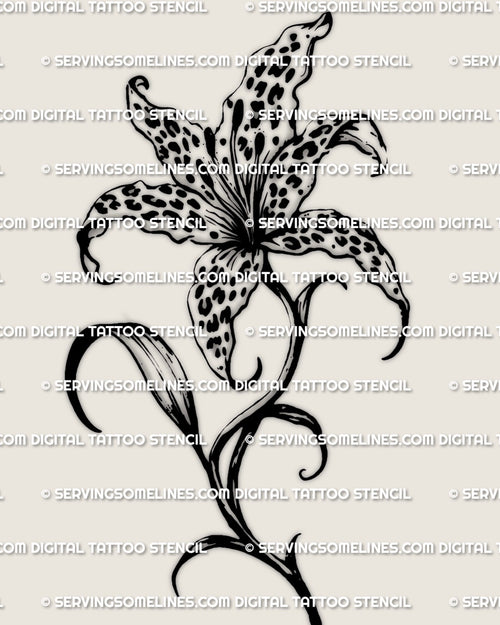 tiger lily tribal tattoo Leopard Print Lily Tattoo Stencil Instant Download – ServingSomeLines