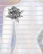 leopard print rose tattoo stencil on back of shoulder, rose petal silhouette with leopard rosette fill, printable tattoo stencil files