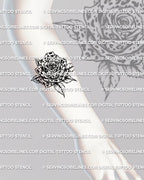 leopard print rose tattoo stencil forearm placement, rose head with leopard rosettes inside petals, tattoo stencil download