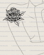 leopard print rose tattoo stencil on womens shoulder, bold rose head with leopard rosette fill, printable stencil download