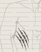 Leopard print scratch tattoo stencil shown on mens side stomach placement, claw slash reveal design, digital stencil download
