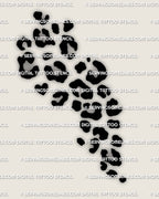 Leopard print tattoo stencil download with rosette spot pattern fill, instant PNG JPG PDF files for clean stencil printing.