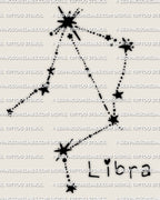 Libra constellation tattoo stencil design, minimalist zodiac star layout, digital download PNG, JPEG, PDF