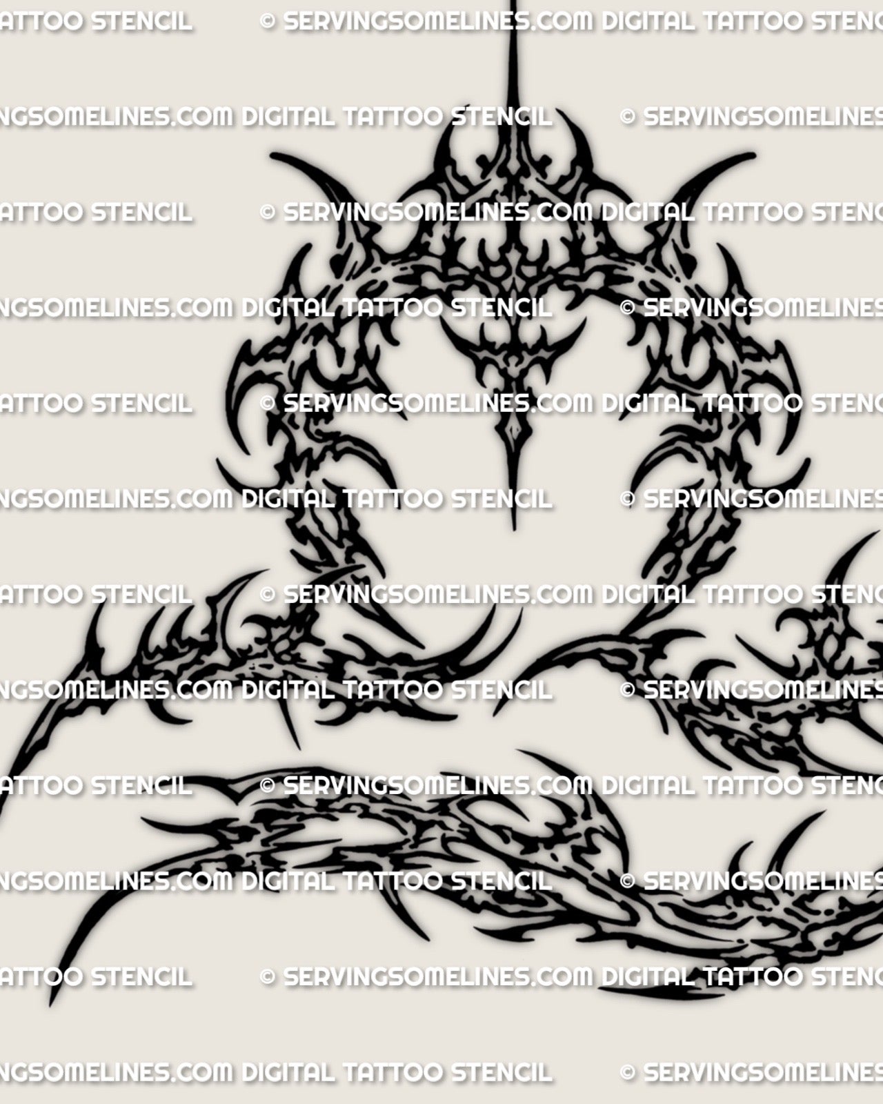 Close detail of Libra cyber sigil glyph, cybersigilism tattoo stencil download with sharp cuts and clean outline lines.