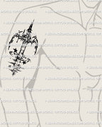 Abstract sword with flowing water elements displayed on a man’s arm as a simple digital stencil made for crisp linework placements
