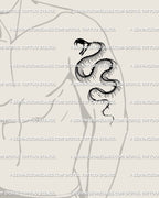 Men’s arm snake skeleton tattoo design, digital gothic serpent artwork wrapping along forearm for flow.