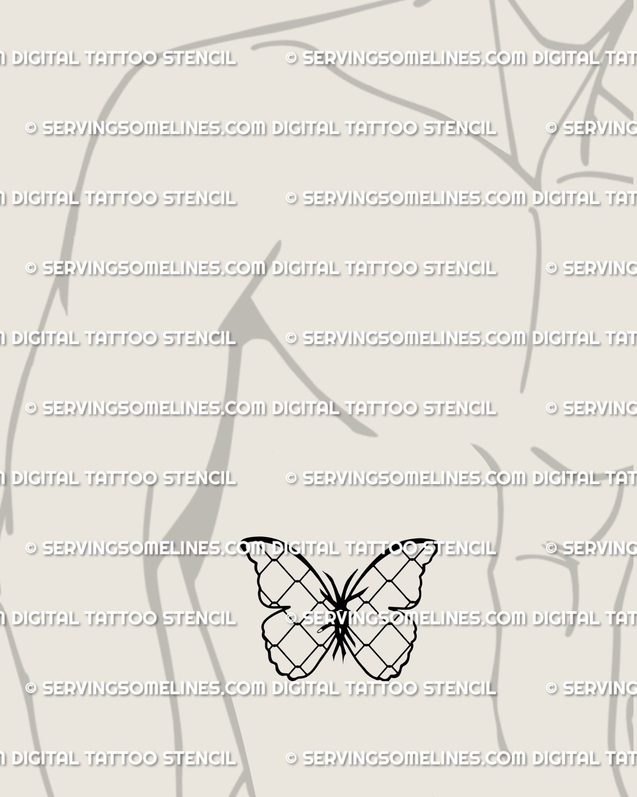 Barbed wire butterfly tattoo with mesh wings displayed on a man’s side torso, clean sharp outline giving a bold masculine alternative butterfly tattoo look