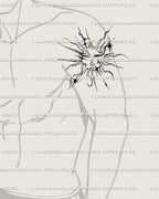 Men’s shoulder spiky tribal sun tattoo with cybersigilism geometry, bold gothic solar face design symbolizing energy and power.