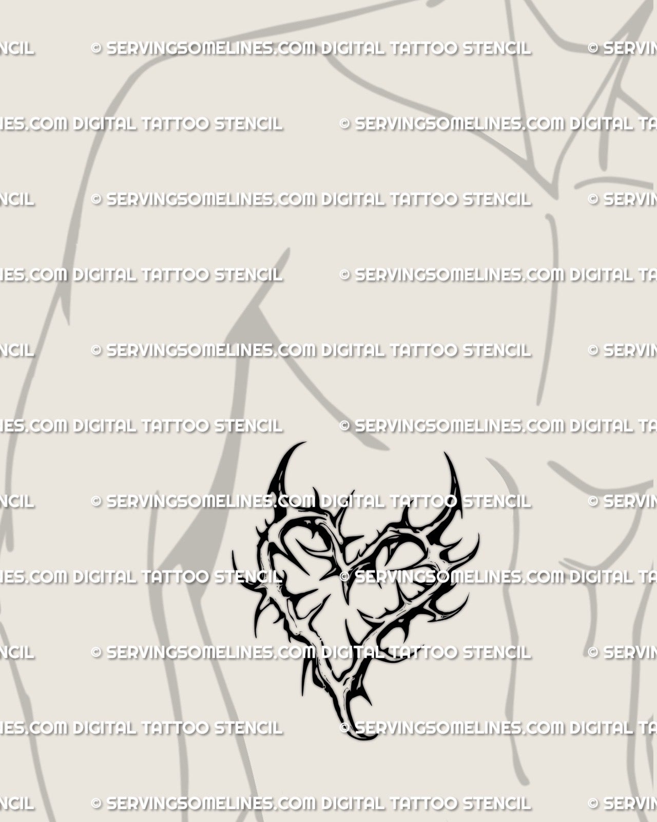 Men’s side ribs thorn heart tattoo design, blackwork gothic heart with tribal spikes symbolizing strength, love, and protection. 