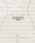 Mini cybersigilism lower back tattoo shown on women's lower back placement example, with a centered sigil and small body-fit spread.