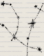 Minimalist Andromeda star constellation tattoo stencil, digital PNG PDF set for stencil transfer, clean constellation layout.