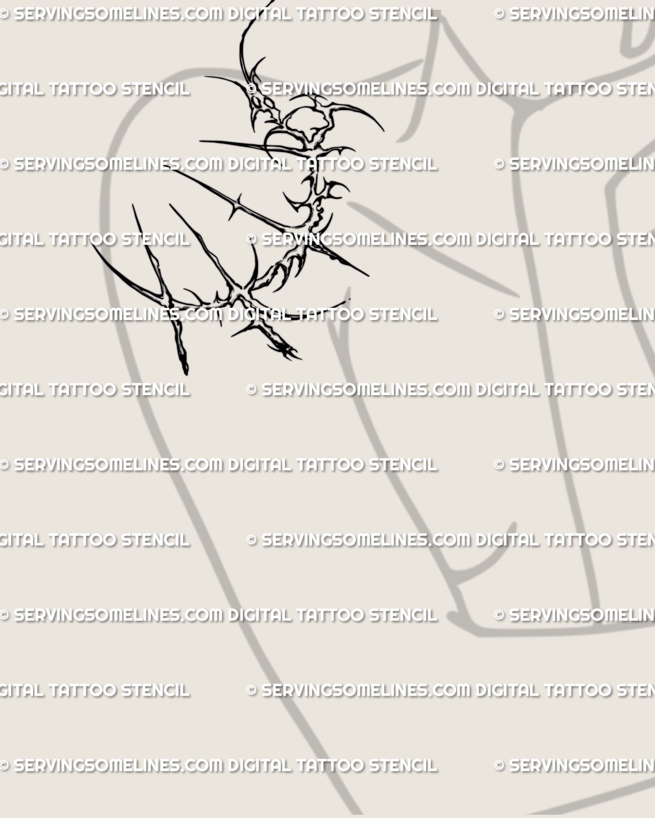 Celestial moon cybersigilism tattoo preview on woman’s shoulder, sleek black line art digital stencil fitting shoulder curve. 