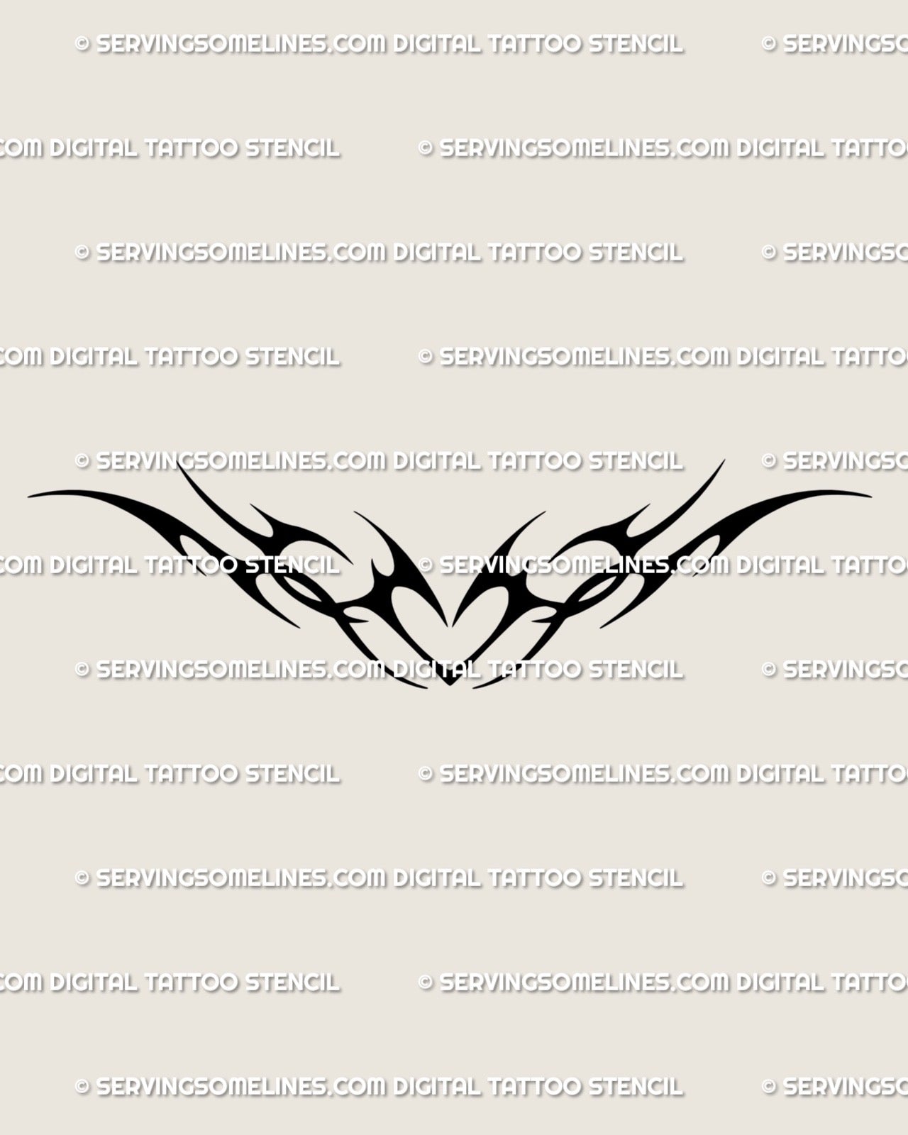 Neo-tribal heart tattoo stencil in cybersigilism blackwork style, digital line art with flame shapes and gothic Y2K edge aesthetic. 