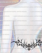 Neotribal cross lower waist tattoo shown on lower waist placement with a centered cross and classic tramp stamp layout