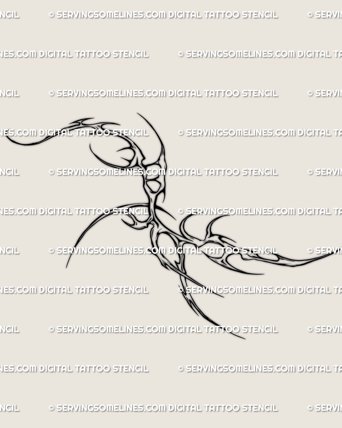 Cyber Tribal Rib Tattoo Stencil | Neotribal Side Torso Design ...