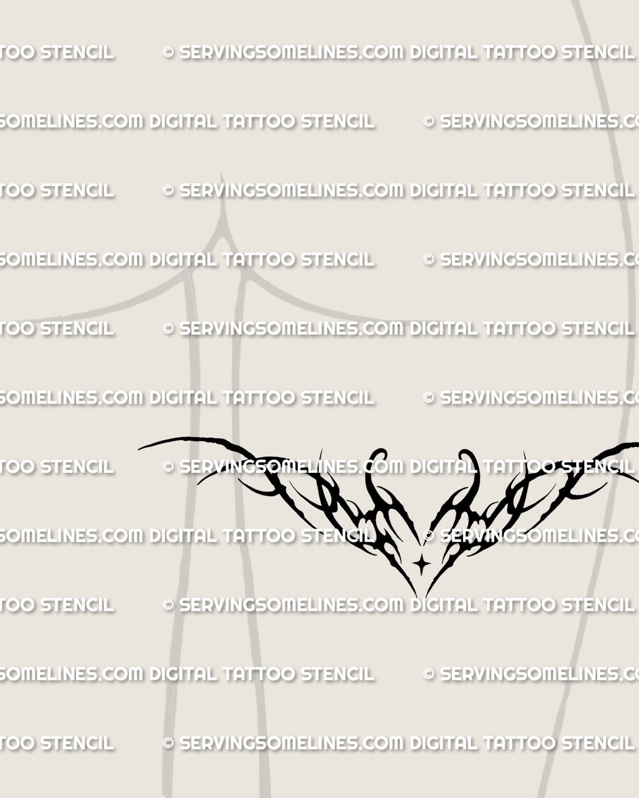 Neotribal heart tattoo shown on one back thigh with a compact heart shape and clean tribal silhouette