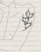 Neotribal heart chain tattoo stencil shown on girl’s arm and shoulder placement, spiky cyber linework with dark romantic edge.