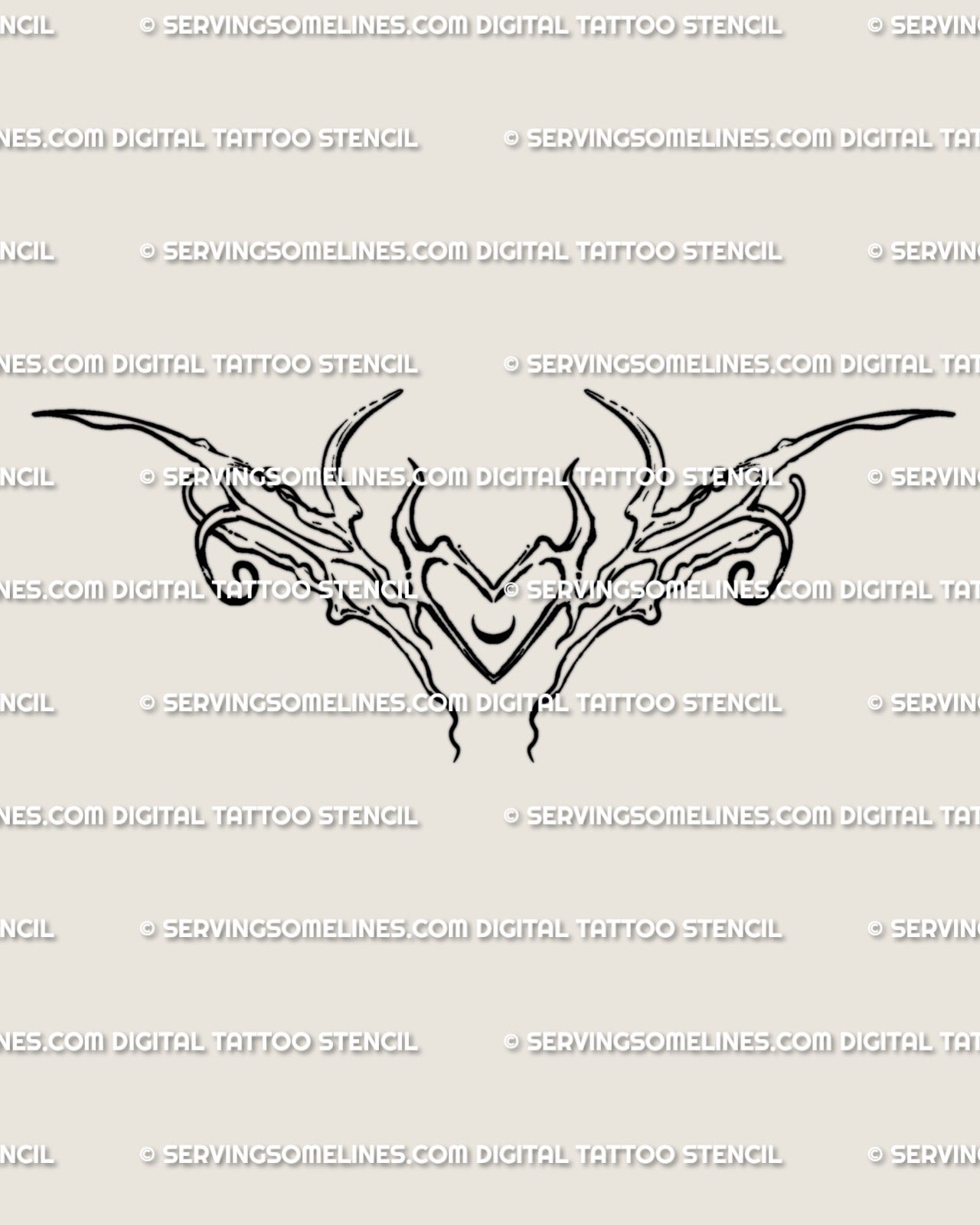 Flat artwork of Taurus heart horns tattoo design, symmetrical neotribal cyber linework representing earthy balance and strength.
