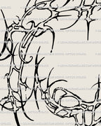 Cybersigilism knee tattoo close-up with cyber tribal and neotribal frame styling, gothic grunge inspired, a digital stencil file ready to flip, resize, and adapt to any knee shape.