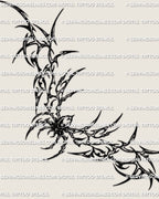 Neotribal spider lower back tattoo stencil design with pointed tribal linework and centered spider silhouette