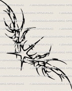 Neotribal star chest tattoo stencil design with a bold central star, heavy framing, and sternum-built chest layout