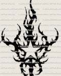 Neotribal star tattoo stencil, close view of solid black fields and negative space star cutout, bold tribal star tattoo design