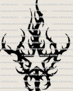Neotribal star tattoo stencil, close view of solid black fields and negative space star cutout, bold tribal star tattoo design