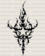 Neotribal star tattoo stencil design image, single black star cutout built from neotribal fields, tribal star stencil download
