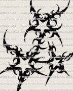 Neotribal stars tattoo stencil, 3 star cluster with one hero cutout star and two smaller solid stars, printable digital download.