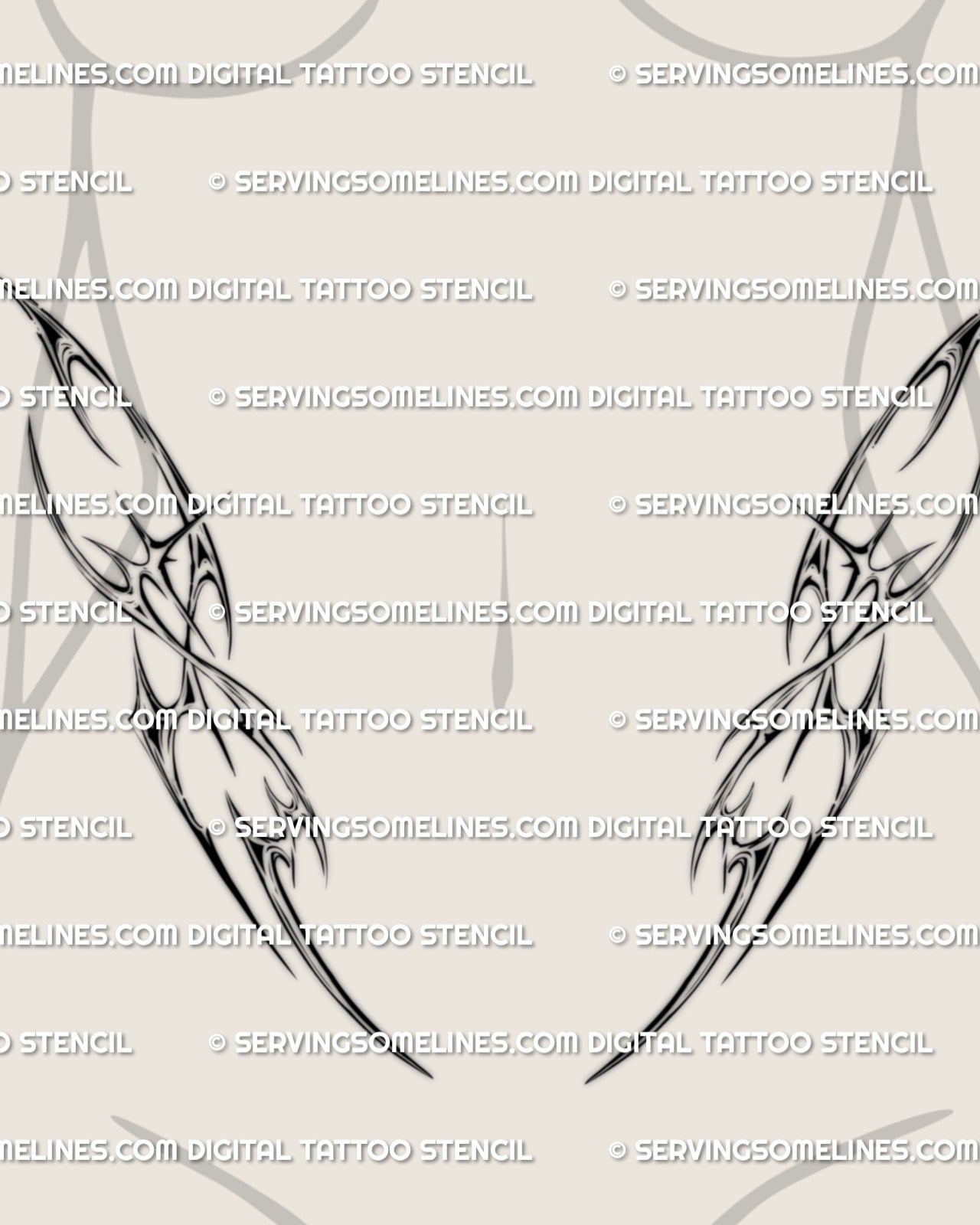 neotribal waist and stomach tattoo outline on woman, cyber tribal detailing wrapping the abdomen in a curved symmetrical layout
