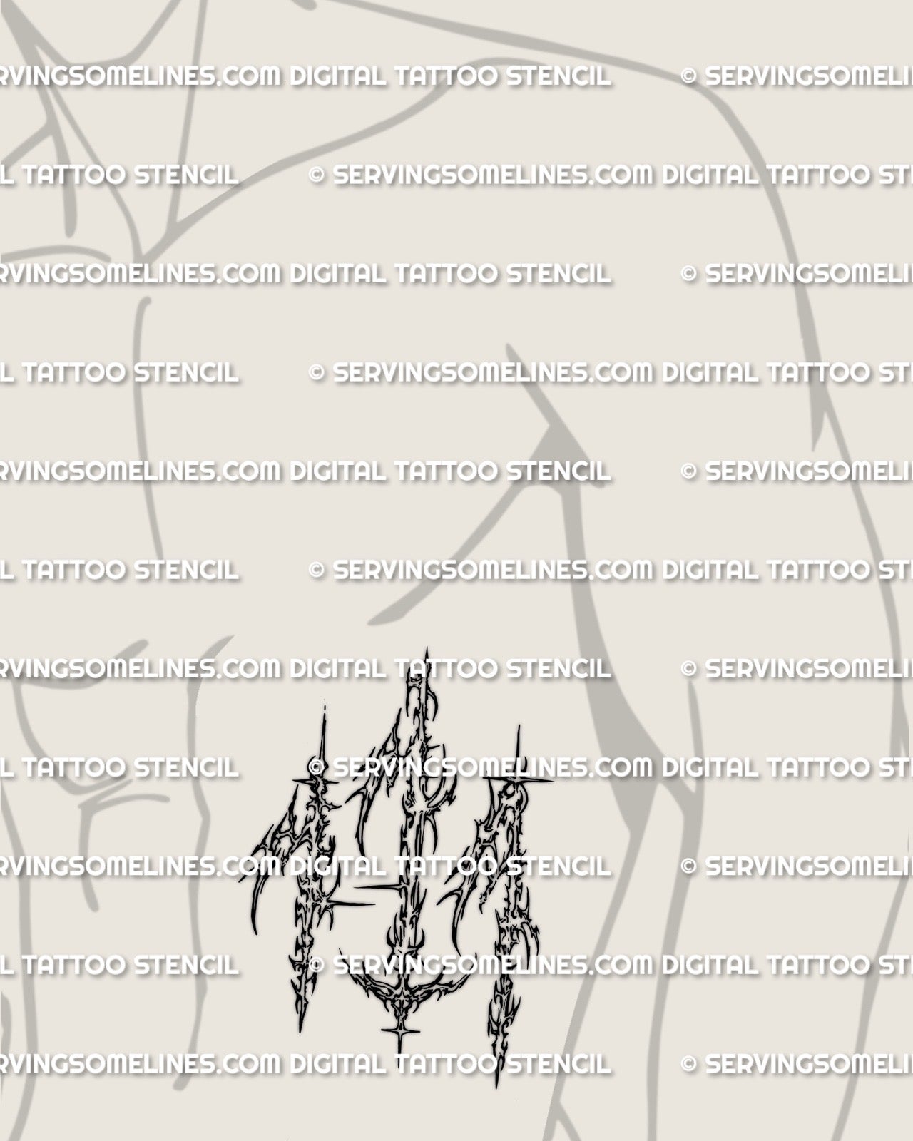 Number tattoo stencil 111 for ribs placement, tall cyber sigil linework that stays readable, instant digital download printable stencil files.