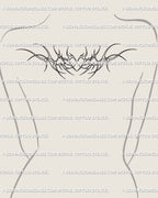 Upper back tattoo stencil preview showing ornamental neotribal heart lineart design, elegant digital outline art ready for stencil use
