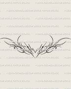 Ornamental heart outline tattoo stencil shown as a digital preview, clean fine lines with sparkles and flared curves forming a soft decorative heart shape.