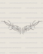 Ornamental neotribal chest tattoo stencil digital download, cyber tribal outline design in clean fine line symmetry ready for printing.