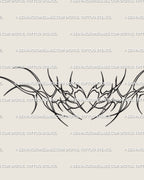 Outline heart lower back tattoo design download with an open mirrored spread and pointed outer framing