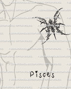 Pisces glyph tattoo stencil shown on men’s upper arm placement example, cybersigilism zodiac symbol download.