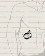 Black lips queer kiss tattoo stencil placed on male side stomach, dark romantic symbol of pride and bold energy. 