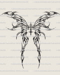 Sacred cross flaming wings tattoo stencil design, centered winged cross with printable PNG JPG PDF files for clean transfer.