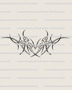 Sagittarius tattoo stencil digital file, ornamental heart and arrow design in neotribal cybersigilism line art style.